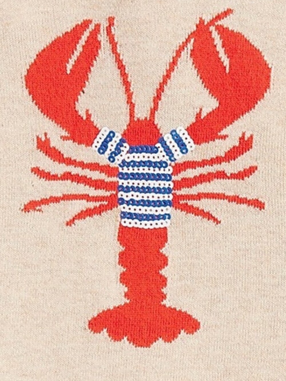 J. Crew Teddie Lobster Sweater, *NWT * Large * Adorable * Light Tan - Picture 2 of 3